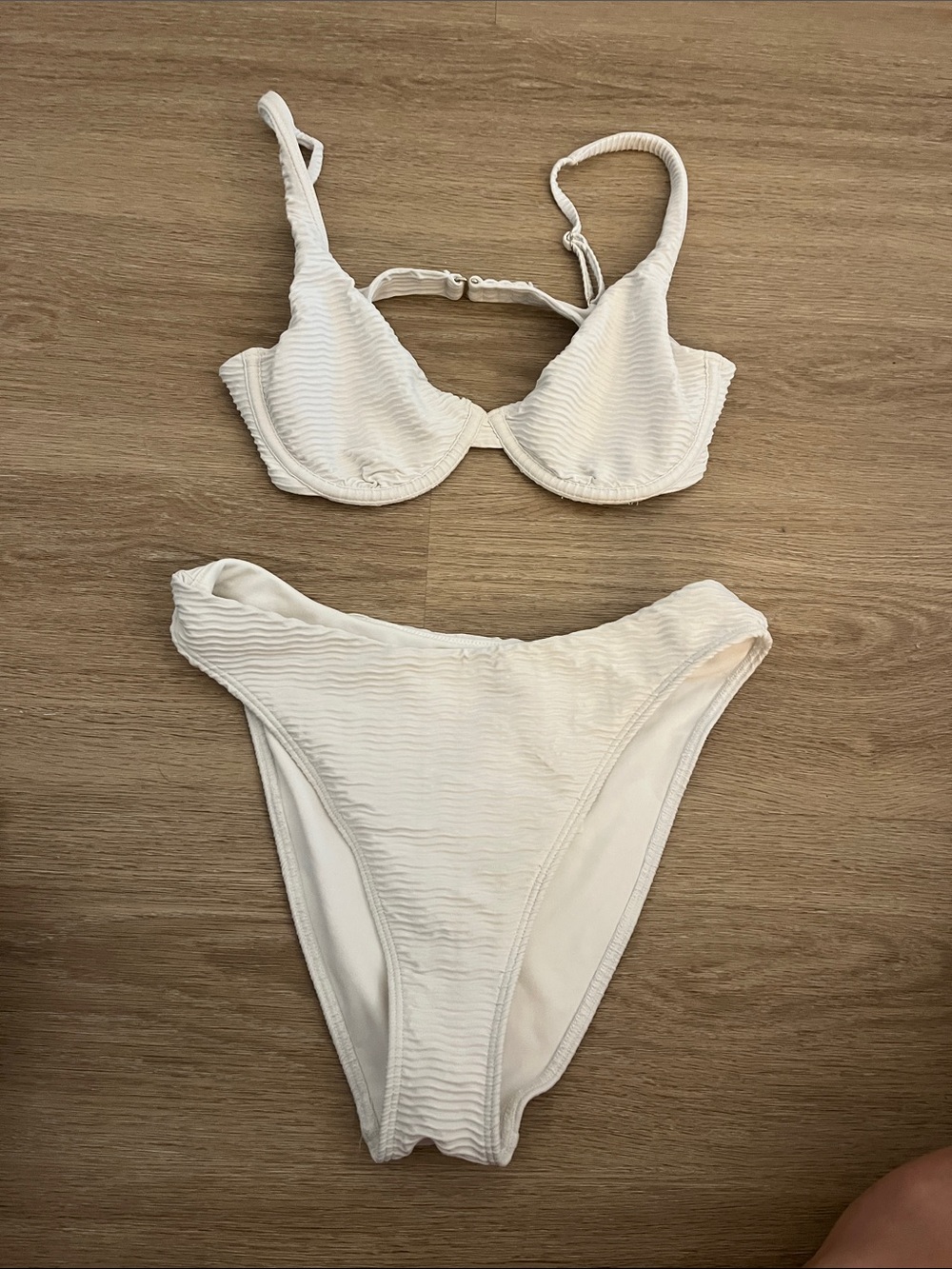 Abercrombie & Fitch White Ribbed Underwire Bikini Set